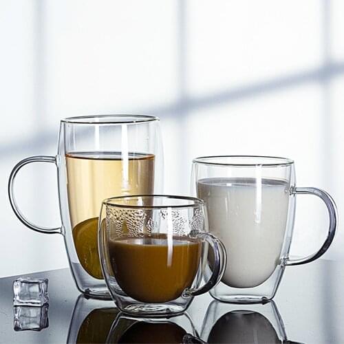 80/250/350/450ml Double Wall Design Glass Tea Coffee Mug Cup Heat-resistant Clear Thermo Handmade Mug Transparent Drinkware