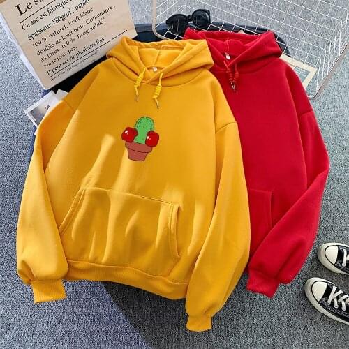 Harajuku Hoodie Cute Funny Streetwear Women Warm Winter Sweatshirt Couple Plant Top Ulzzang Clothes Unisex Drawstring Pullover