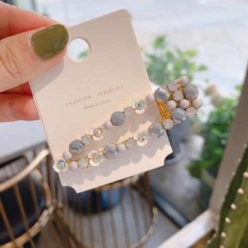 Korean Crystal Petal Hair Clip for Women 2021 Fashion Party Head Barrettes