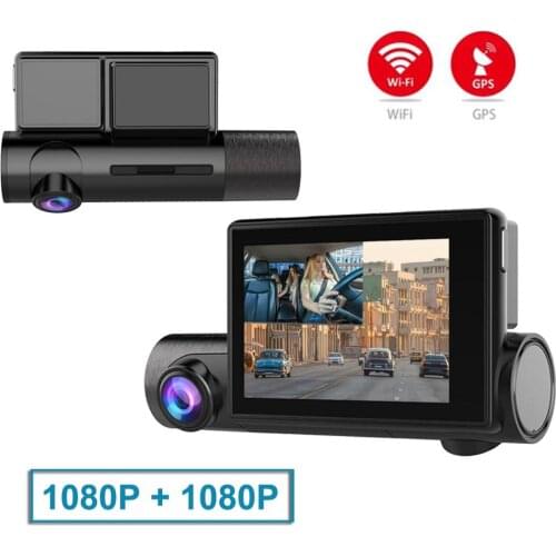 3.0 inch touch screen Car Dash Cam DVR with GPS WIFI Night Vision Dual Lens Dash Cam for shared car and taxi Car Camera Recorder