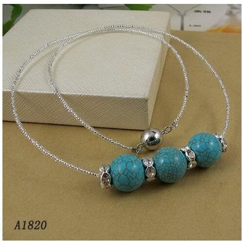Unique Pearls jewellery Store,8mm Rhinestone Beads 12mm Round Blue Turquoises Necklace,Charming Women Gift