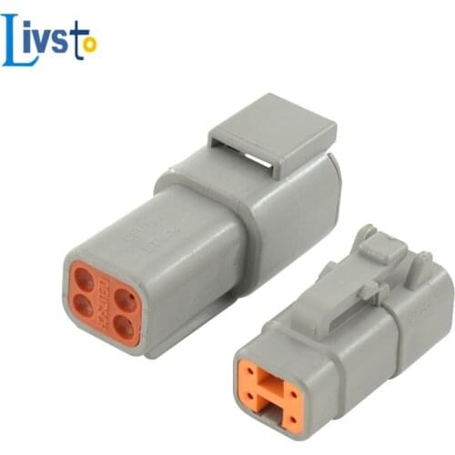 1 Set 4 Pin Way Deutsch DTM Waterproof Connector With Terminals Automotive Auto Connector DTM04-4P DTM06-4S