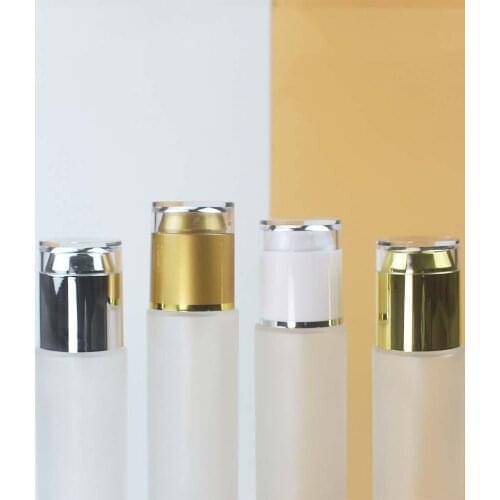 100pcs 60ml Frosted glass Empty bottles / essence BB CC Cream essential oils filling bottles press pump head acrylic cover