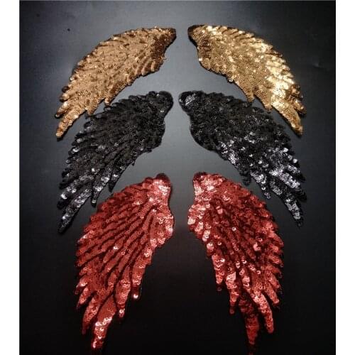 2pairs Wings sequins patch applique for clothing sewing on fashion embroidery patches Diy decoration accessories