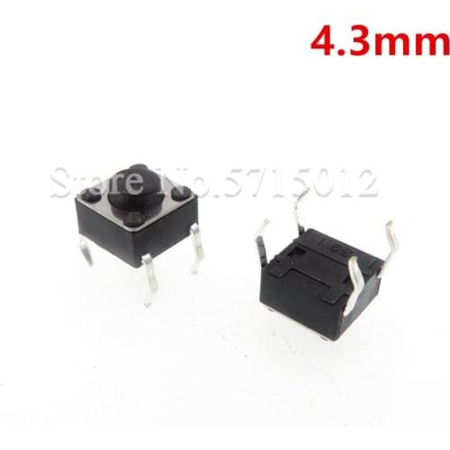 200pcs 6*6*4.3 Panel PCB Momentary Tactile Tact Push Button Switch 4 Pin Touch switch for Electromagnetic furnace 6x6x4.3mm