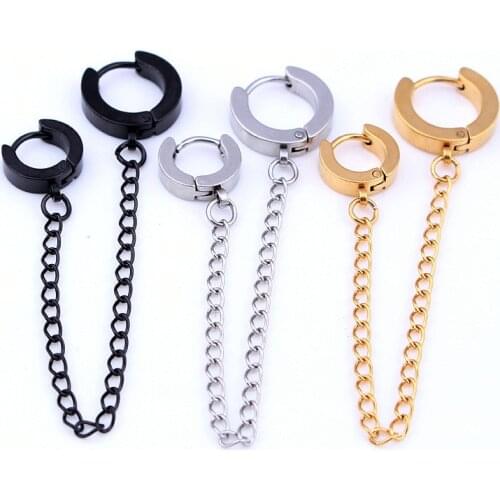 2016 new fashion stainless steel body piercing jewelry men women punk double hole stud earrings small circle round earring