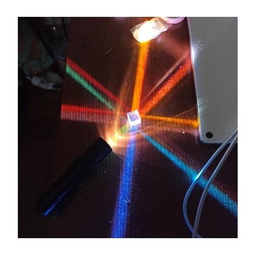 23MM Color Prism Laser Beam Combine Cube Prism Stained Glass Beam Splitting Prism Optical Experiment Instrument Birthday Gifts