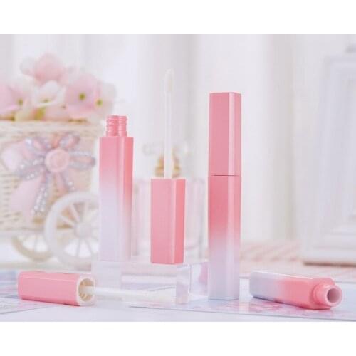 3.5ML Plastic Lip Gloss Tube Gradient Pink and White DIY Lip Gloss Containers Bottle Square Empty Cosmetic Container 50/100pcs