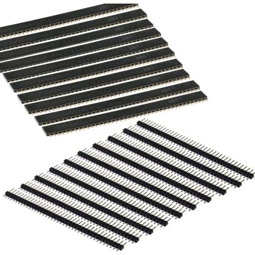 40 Pin 1x40 Single Row Male/ Female 2.54 Breakable Pin Header PCB JST Connector Strip for Arduino Black