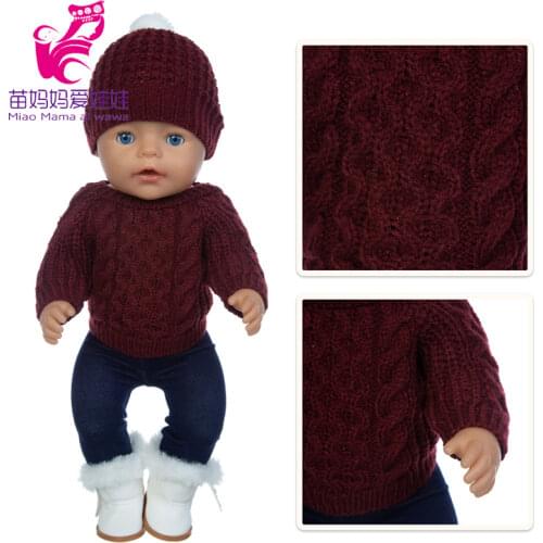43 cm baby doll boy clothes Thread knit sweater set for18-inches girl dolls clothe child birthday gift
