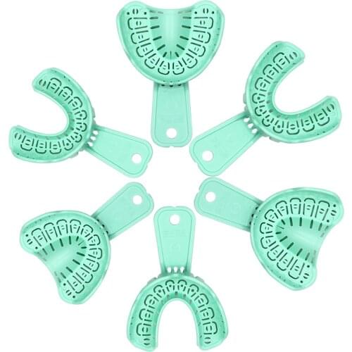 6pcs Dental Disposable Impression Trays Dentistry Instrument for Dentist Clinic Oral Care Materials Large Medium Small Size