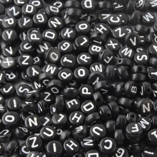Alphabet Beads 300PCs Acrylic DIY Black Letter Beads For Spacer Bracelet Accessories for Jewelry Making 7mm