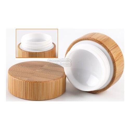 30g Natural Bamboo Cream Jar Lid Bamboo Cosmetic Packaging With Plastic PP Inner Empty Container 100pcs/lot