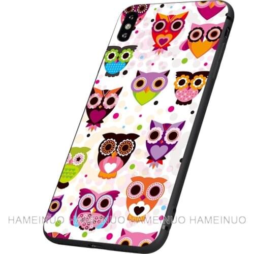 Black tpu case for iphone 5 5s SE 2020 6 6s 7 8 plus x 10 case silicone cover for iphone XR XS 11 pro MAX case colorful owls