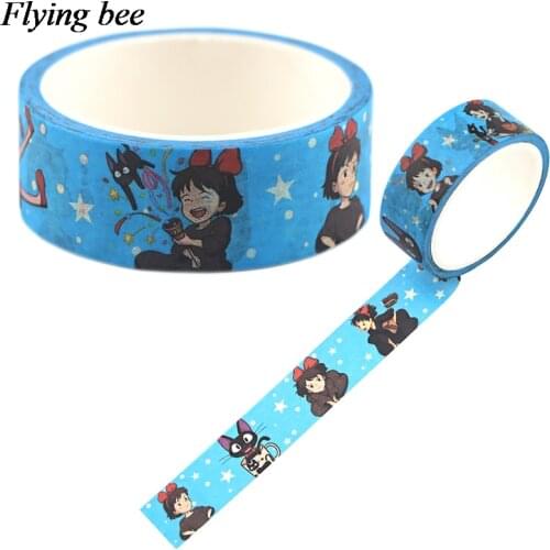 Flyingbee 15mmX5m Cartoon Girl Washi Tape Paper DIY Decorative Adhesive Tape Stationery Masking Tapes Supplies X0749