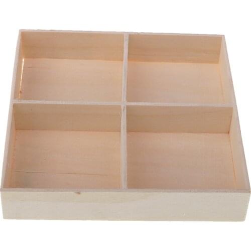 Wood 4-Grid Flower Planter Succulent Pot Storage Box Plant Box Desktop Decoration