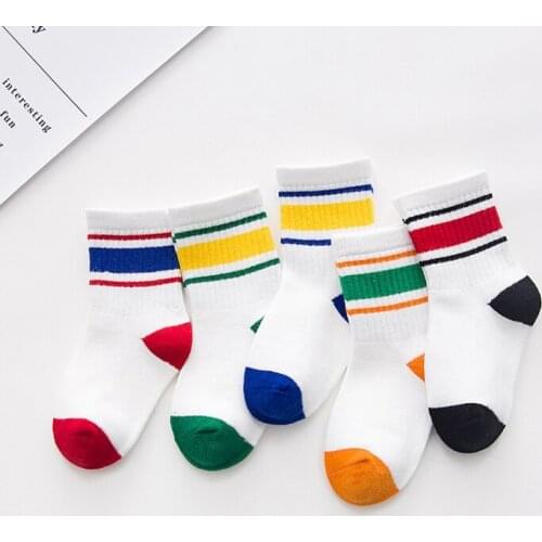 5pairs /lot (10 pieces) Kids Sport cotton socks boys girls fashion Sport socks Child autumn spring colorful-striped socks
