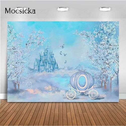 Dreamy Carriage Backdrop Fairy Tale Castle Birthday Photo Background Props Newborn Children Cake Smash Baby Shower Party Decor