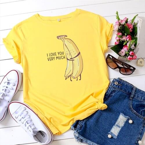 100% Cotton Oversized Womens T-shirt O-Neck Short Sleeve Harajuku Banana Me Top Casual Female T shirt 2020 Summer
