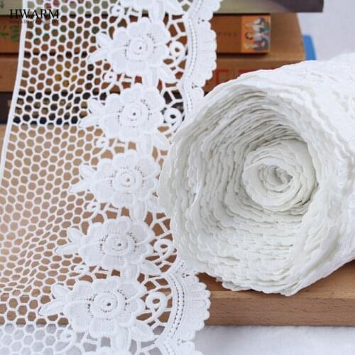 HWARM 5yard 15cm Screen Lace Rose Arts Craft Fabric Window Curtains Handmade Wedding Ribbon With Beads DIY Skirt Accessories