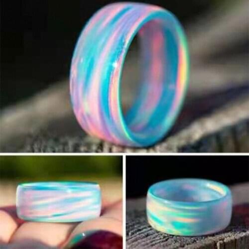 Exquisite Blue Sky White Cloud Ring Rainbow Shine Men Women Finger Ring Birthday Gift Bridal Engagement Party Band Rings Jewelry