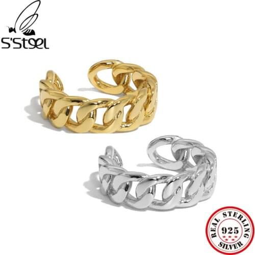 SSTEEL Minimalist Rings For Women 925 Sterling Silver Irregular Designer Gold Trendy Adjustable Ring 2021 Trend Fine Jewellery