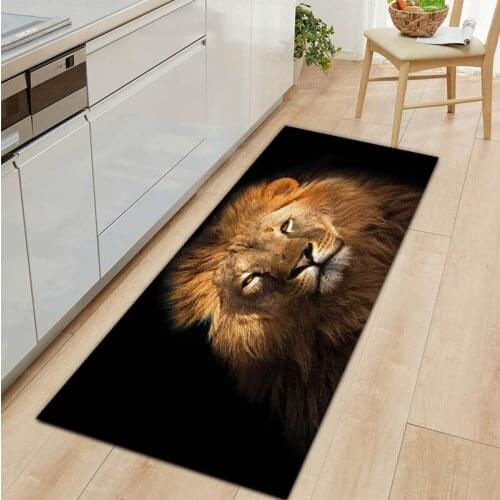 Lion And Tiger HD Doormat Living Room Hallway Flannel Long Rug Home Washable Kitchen Carpets Bath Non-Slip Mat
