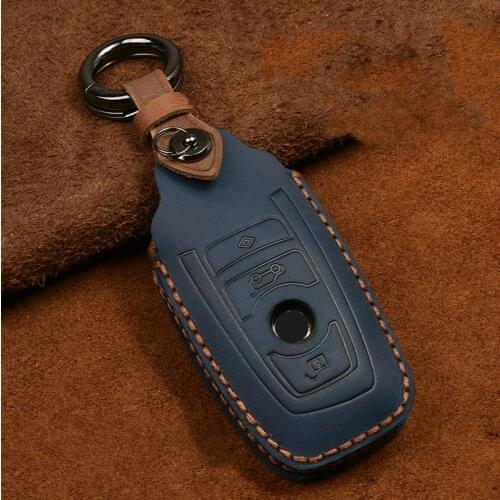Crazy Horse Leather Car Key Case For BMW F20 F30 F10 F18 F22 F01 X3 X4 F06 F02 M3 M5 Smart Keychain Bag Auto Accessories