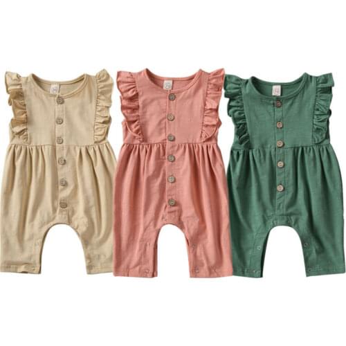 Summer Ruffles Sleeveless Rompers Newborn Baby Girls Clothes 2020 Summer Princess Girls Kids Jumpsuit Infant Overalls Outfits