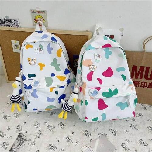 Color cow pattern Fashion backpack ladies Oxford cloth waterproof multi-function travel backpack large comfortable school bag