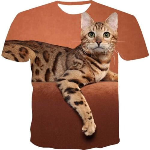 2021 New Summer Animal Mens, Childrens O-Neck Short-sleeved 3D T shirts,Fashion Cute Cat High-quality Tops Tees clothes 4T-6XL