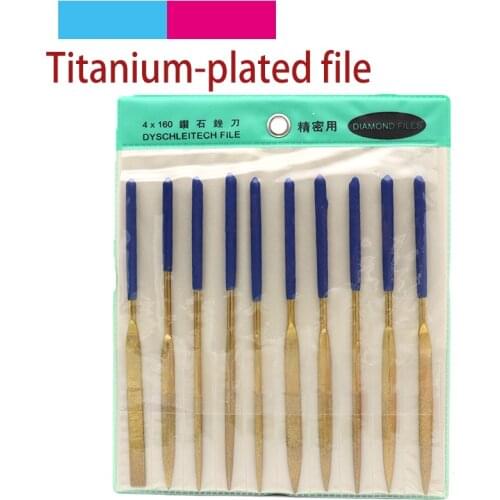 10pcs 140/160/180mm Titanium-plated Diamond Assorted File Rasp Needle File Grinding Hand Tools Set For Jade Glass Metal Steel