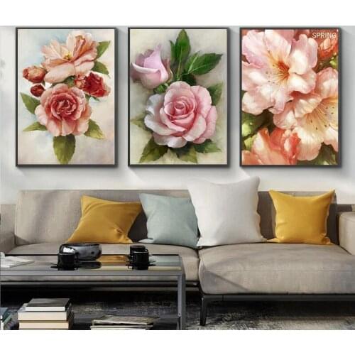 GATYZTORY 3PC Flower Painting By Number Kits For Adults Children Handmade 40x50cm Frame Acrylic Paint Draw On Canvas Wall Photo