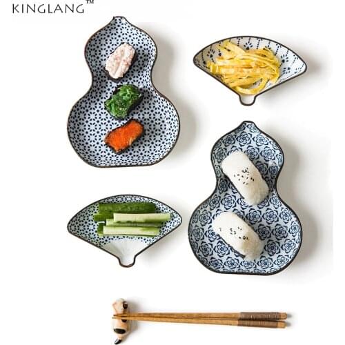 Blue and white porcelain tableware set modern housewife ceramic sushi dish bowl hand painted enamel Japanese tableware