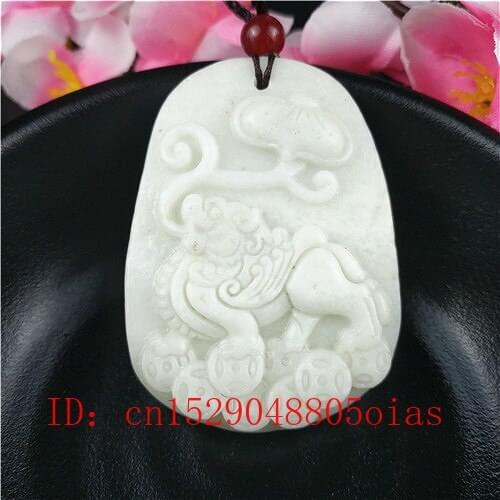 Natural White Chinese Jade Dragon Tiger Pendant Necklace Fashion Accessories Charm Jewellery Carved Amulet Gifts for Women Men