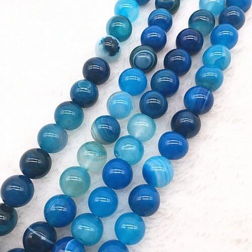Wholesale 6/8/10mm Natural Stone Bead Stripe Onyx Green Agat Loose Stone Beads For Making Bracelet DIY #33