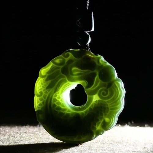 Natural A hetian jade carving fish dragon jade pendant necklace unique design jadeite jade necklace men jewelry women pendants