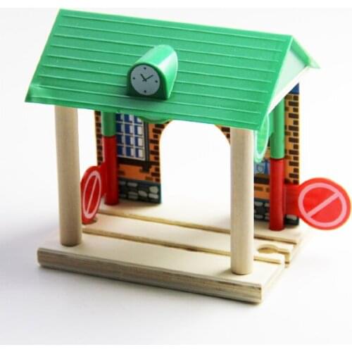 P119 Freeshipping Wood track accessories train station docking station scene for wood and electric car