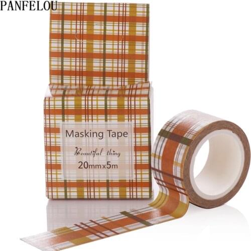 PANFELOU 2CMx5M Yellow grid cartoon Stickers border masking adhesive line paper washi tape DIY Scrapbooking Hand account