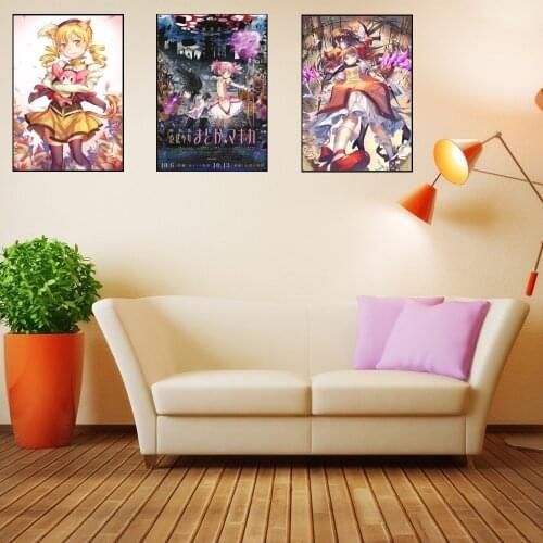 Puella_Magi_Madoka_Magica Kaname Madoka Akemi Homura Miki Sayaka Tomoe Mami wall sticker Coated poster Japanese Anime Poster