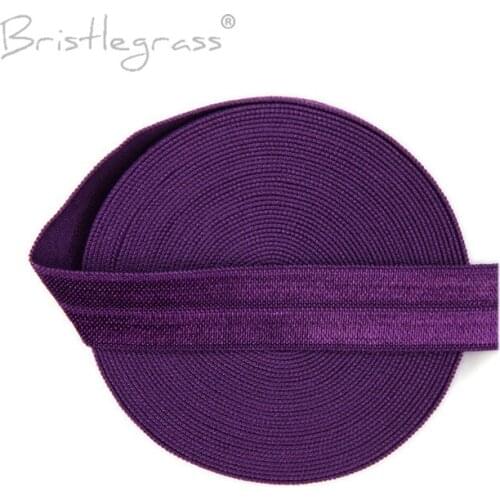 BRISTLEGRASS 5 Yard 5/8" 15mm Plum Solid Color FOE Fold Over Elastic Spandex Satin Kid Hairband Headband Lace Trim Sewing Notion