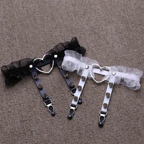 New Fashion 1 Pc Women Girl Gorgeous Punk Gothic Heart-shape Ring Spikes Elastic Lace Garter Belt Retro Suspender Flower Harness