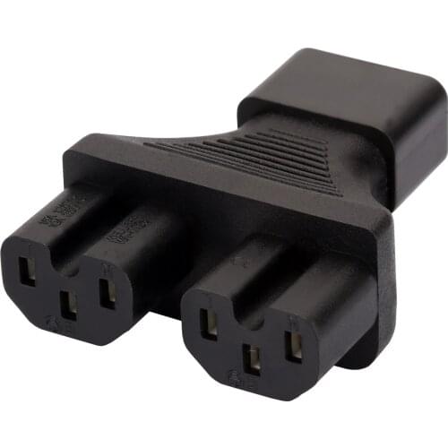 IEC 320 C14 to 2*C15 Y splitter Power adapter C14 to 2xC15 Y Splitter IEC 320 C14 male to 2x C15 female adapter
