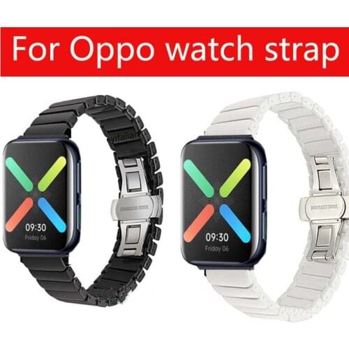 Top quality Ceramic replacement band for OPPO Watch strap 41mm Stainless steel butterfly belt For OPPO wrist Band 46mm
