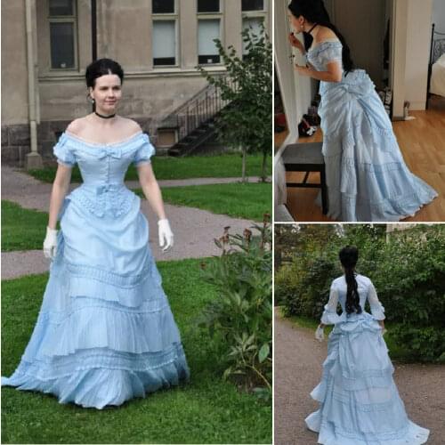 2017 New!Luxs Vintage Victorian Dresses 1860s Scarlett Civil War Southern Belle dress Marie Antoinette dresses US4-36 C-801