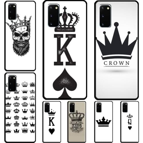 Cartoon Crown Letter King Queen Cover For Samsung Galaxy S21 Ultra S20 fe S10 S9 S8 Plus S10e Note 20 Ultra Cases Cover