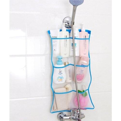 Bathroom hanging storage pockets Mesh Shower Caddy Space Saving Bathroom Accessories Quick Dry Bath Organizer with Single Hook