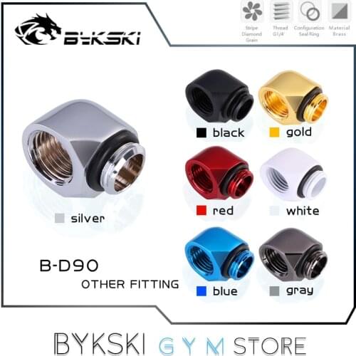 Bykski Angled Fitting, 90 Degree Elbow Water Cooling Connector G1/4 F-M Thread, 7 Colors, B-D90