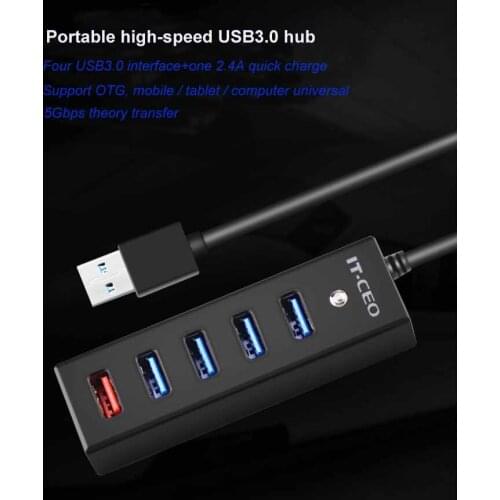 USB 3.0 HUB 4 Ports High Speed 5Gbps USB Splitter with Fast Charging Interface for Windows Mac Linux Laptop PC Usb Hubs