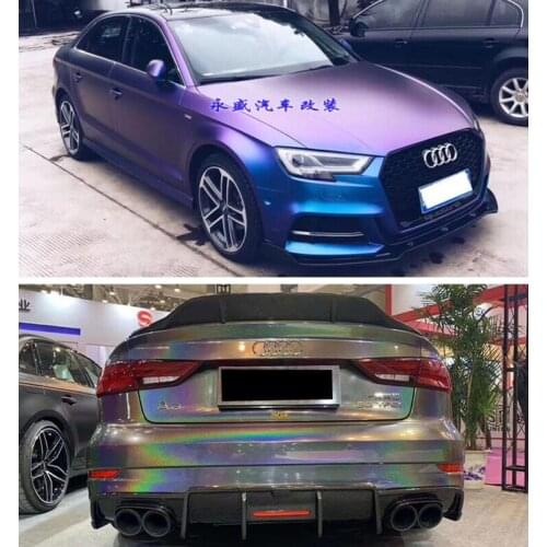 High Quality CARBON FIBER Front Bumper Lip Spoiler Rear Trunk Diffuser Side Body Skirt For Audi A3 S3 RS3 Sline Sedan 2017-2020